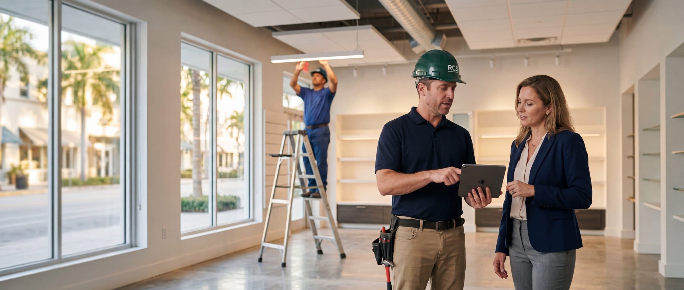 RCS project manager reviewing scope against progress on a commercial interior build-out
