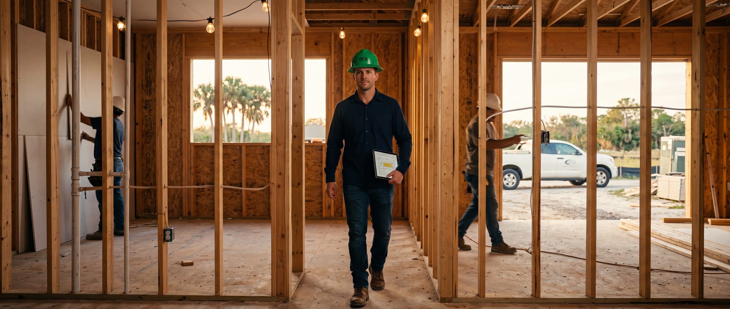 Construction work in progress at a Palm Beach County job site