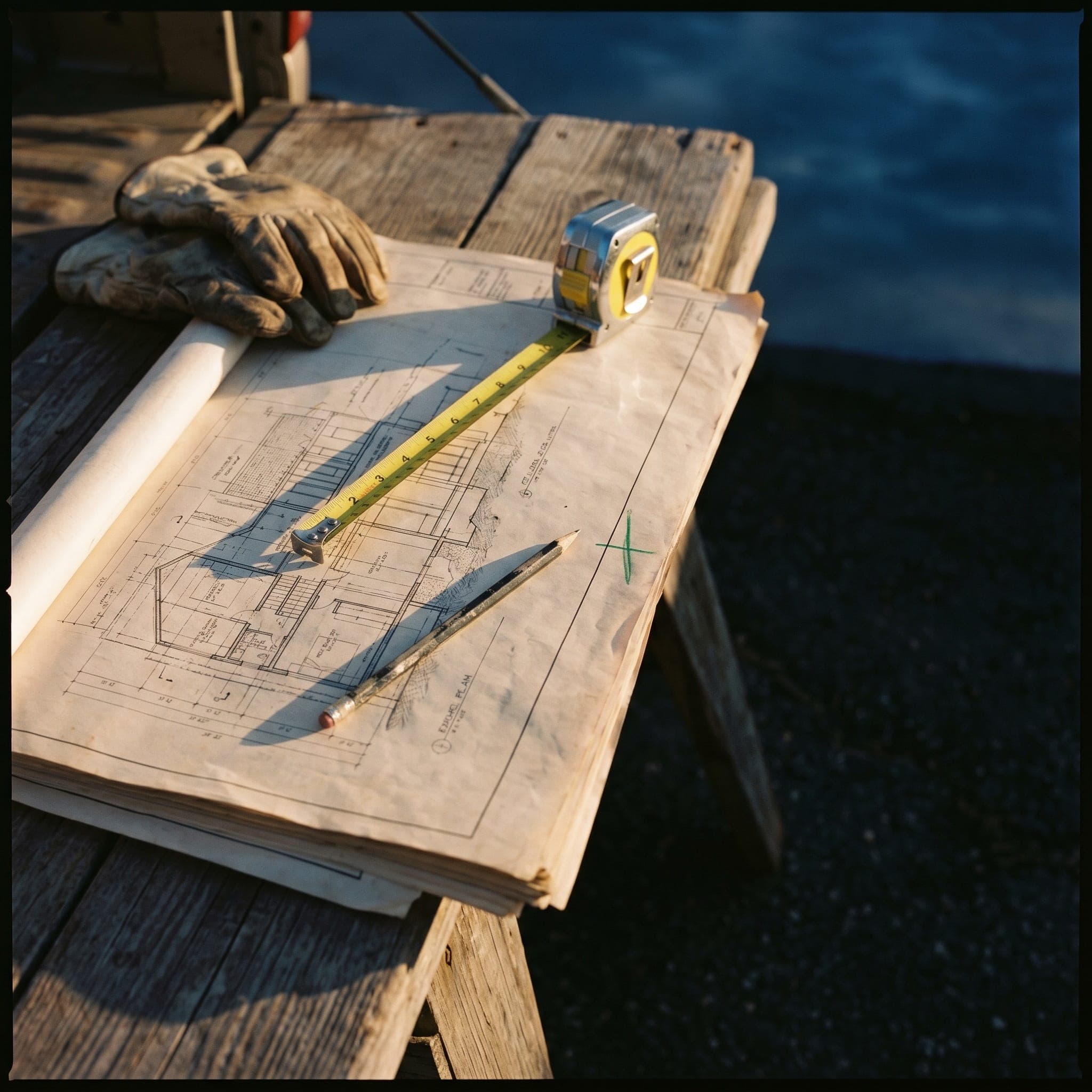 RCS table with sealed plans and an iPad — the entry point for engineers, owners, and homeowners